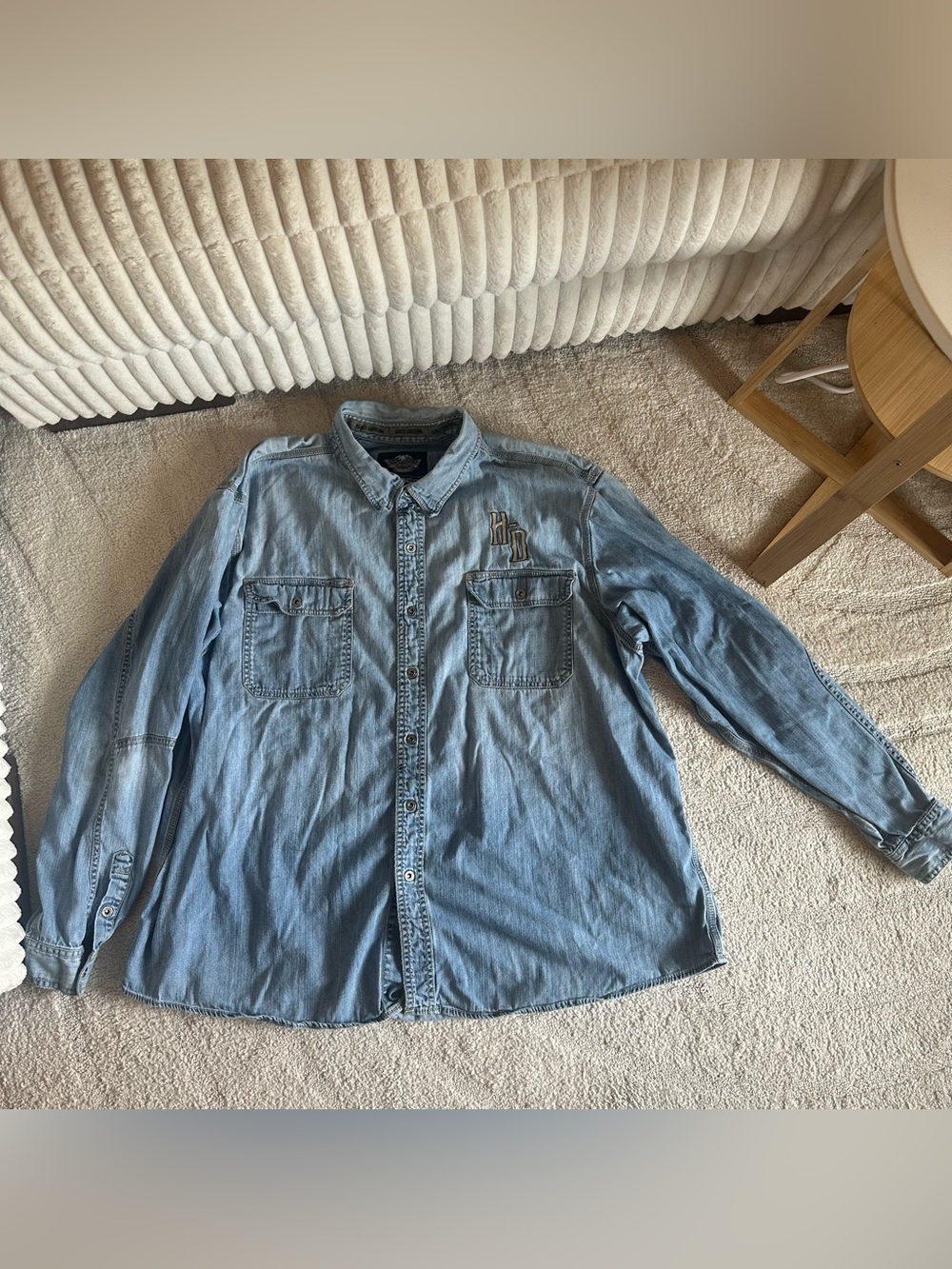 Harley Davidson Motorcycle Men’s Denim Long Sleeve Shirt